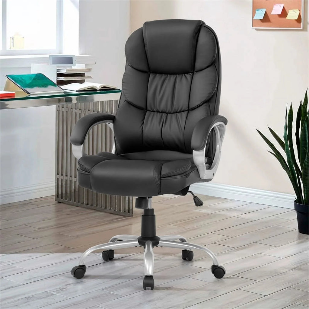 Black Faux Leather High Back Desk Chair V143893