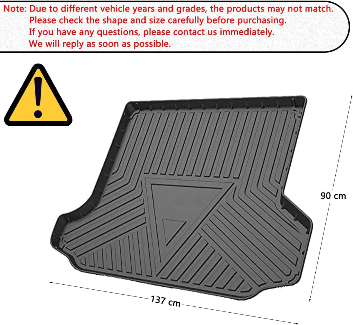 Heavy-Duty Waterproof Rear Cargo Tray Trunk Floor Mats M4308