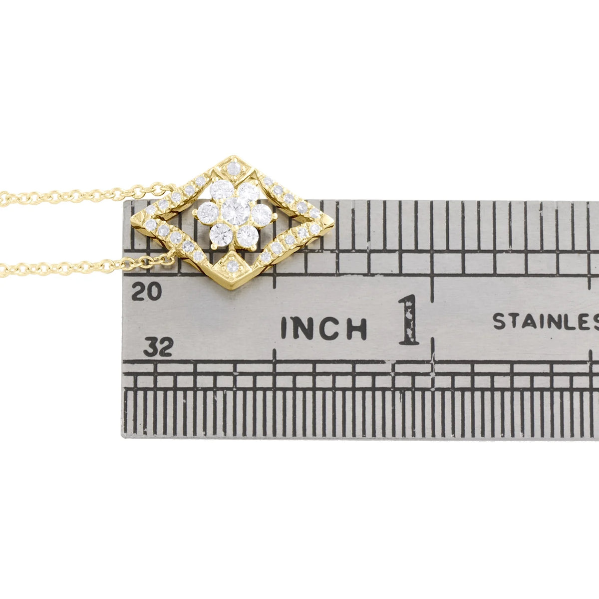 14K Yellow Gold Diamond Geometric Cluster Necklace 18" K431