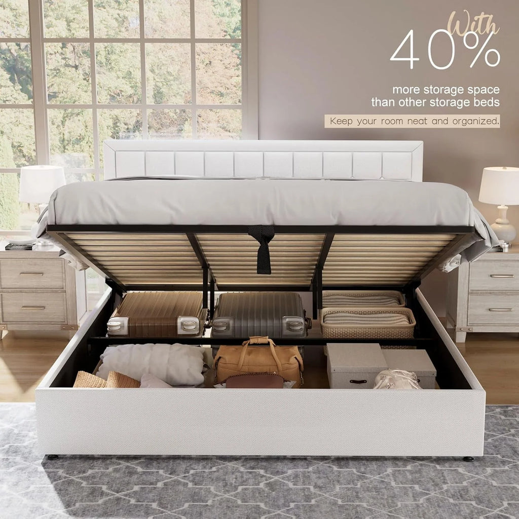 King Size Lift Up Storage Upholstered Platform Bed Frame K59391