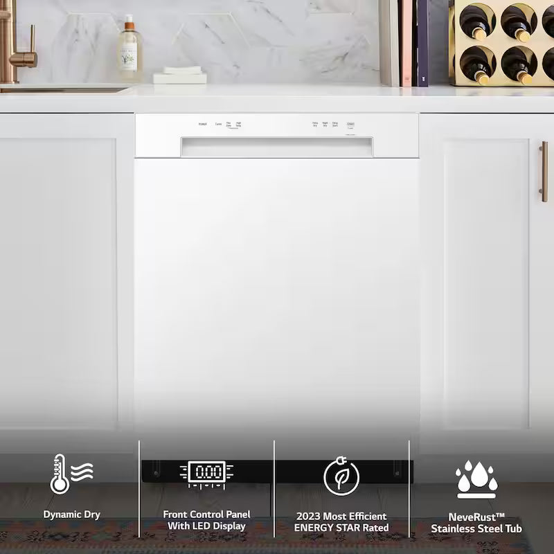 White Front Control Dishwasher with Stainless Steel Tub S938729