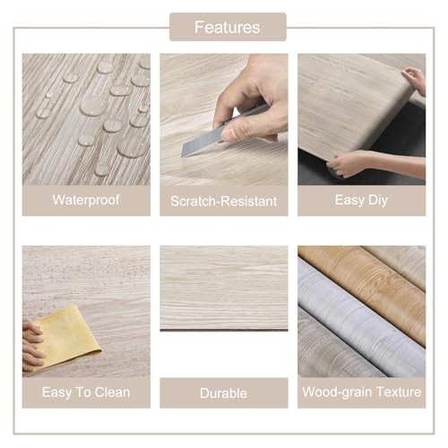 Peel and Stick Vinyl Floor Tile Roll Wood Plank Sticker U262769