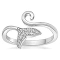 0.04 Carat Natural Diamond Dolphin Tail Open Toe Ring in 925 Sterling Silver N5193