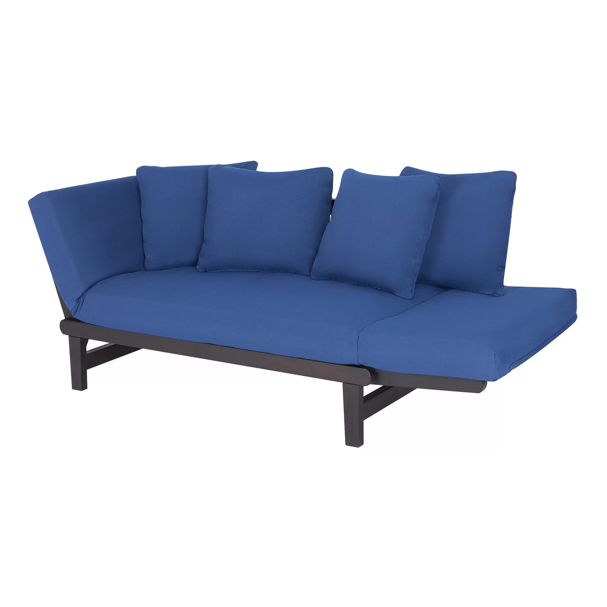 Convertible Wood Outdoor Sofa with Blue Cushions U88153