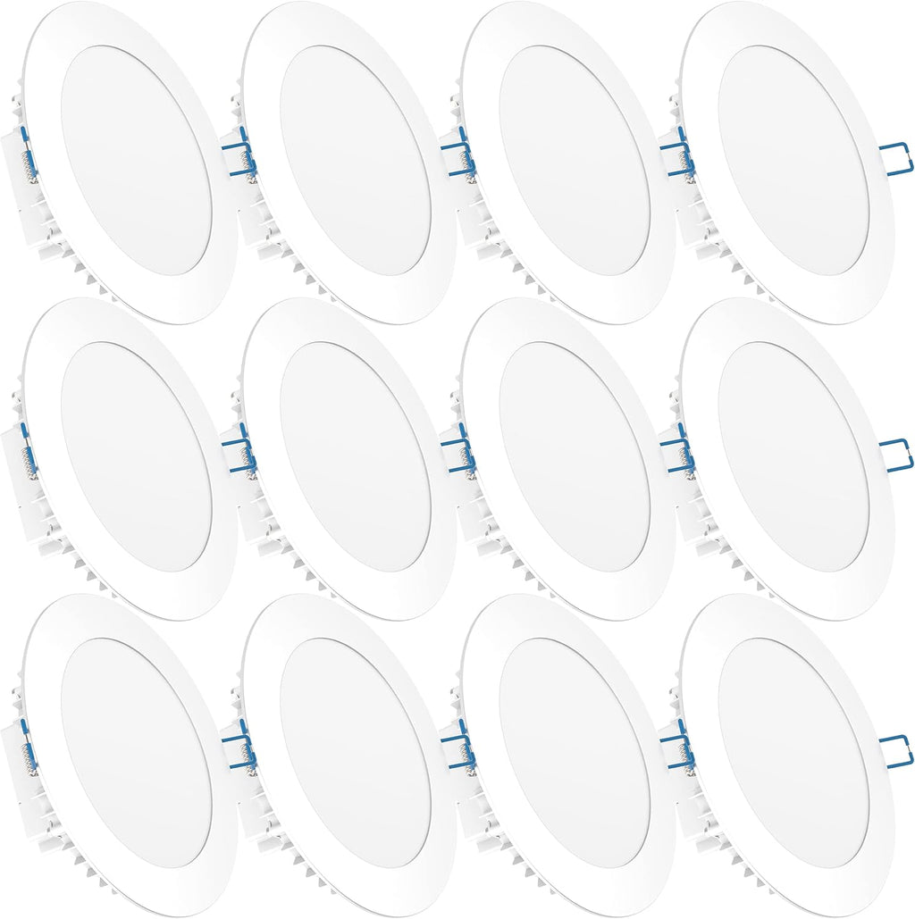 12 Pack 4 Inch Ultra Thin LED Recessed Ceiling Lights, 2700K Soft White, 10W, 650 LM, Dimmable D2366