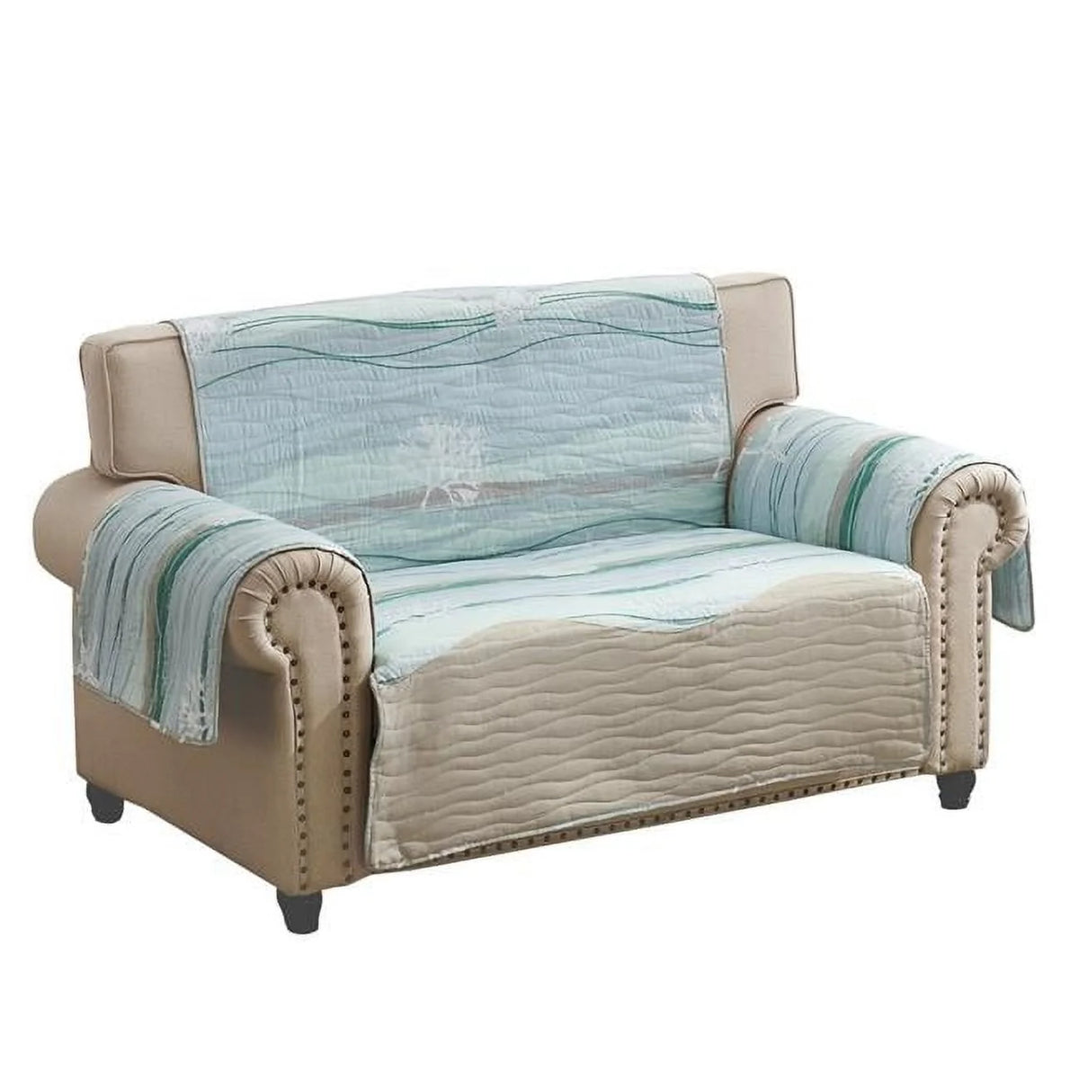 Ocean Wave Print & Quilting Loveseat Cover A8020