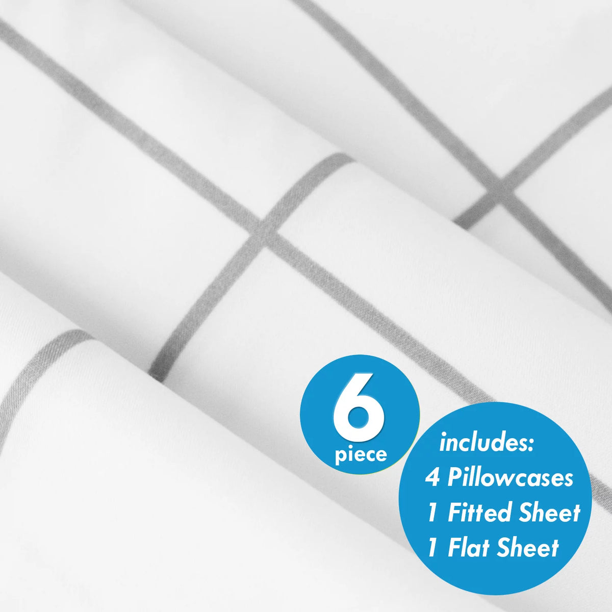 Extra Soft Deep Pocket Window Pane Queen Sheet Set Y653