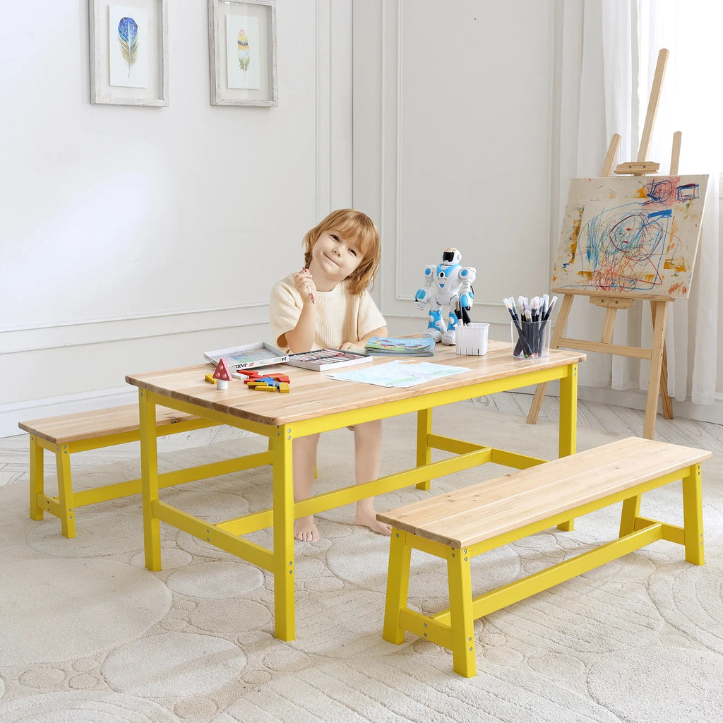 Kids Table and Bench Set of 3 V599