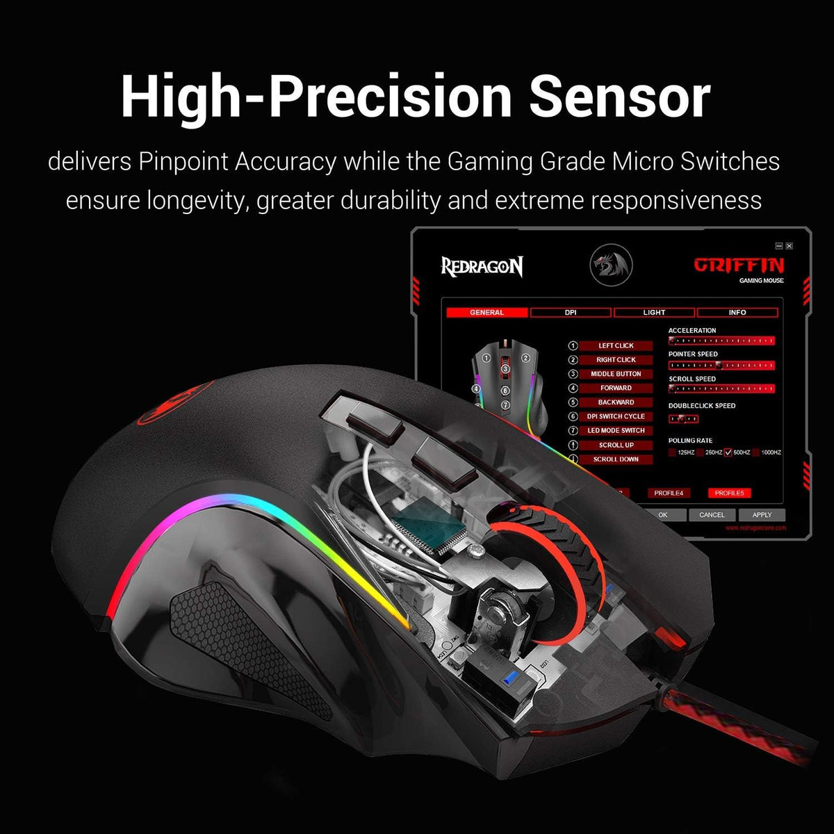 Mechanical Gaming Keyboard and Mouse Combo Wired RGB Backlit 104 Key 7200 DPI W635378