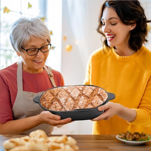 2 in 1 Pre Seasoned Cast Iron Bread Loaf Pan Set with Lid P9347