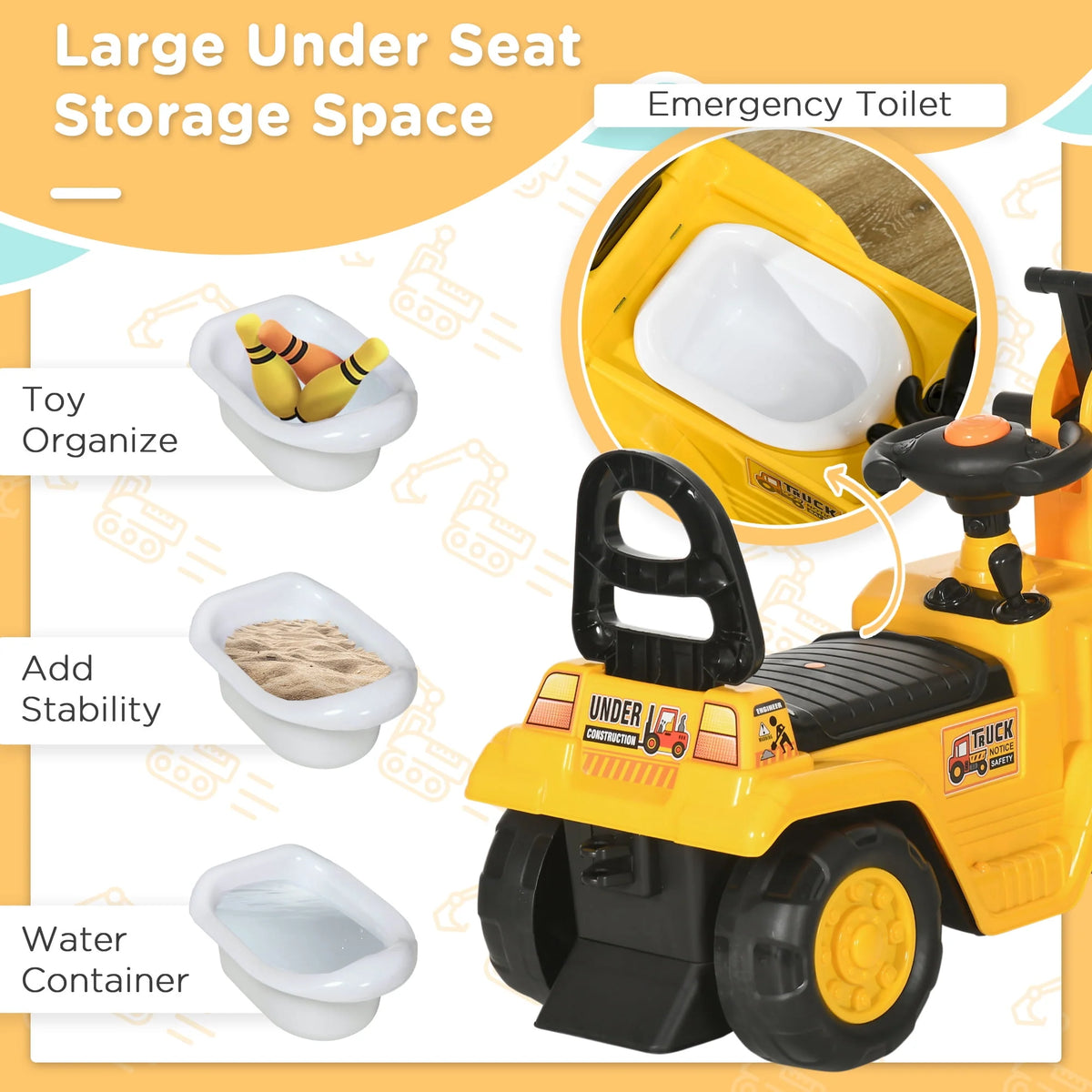 Kids Ride on Tractor with Storage U325