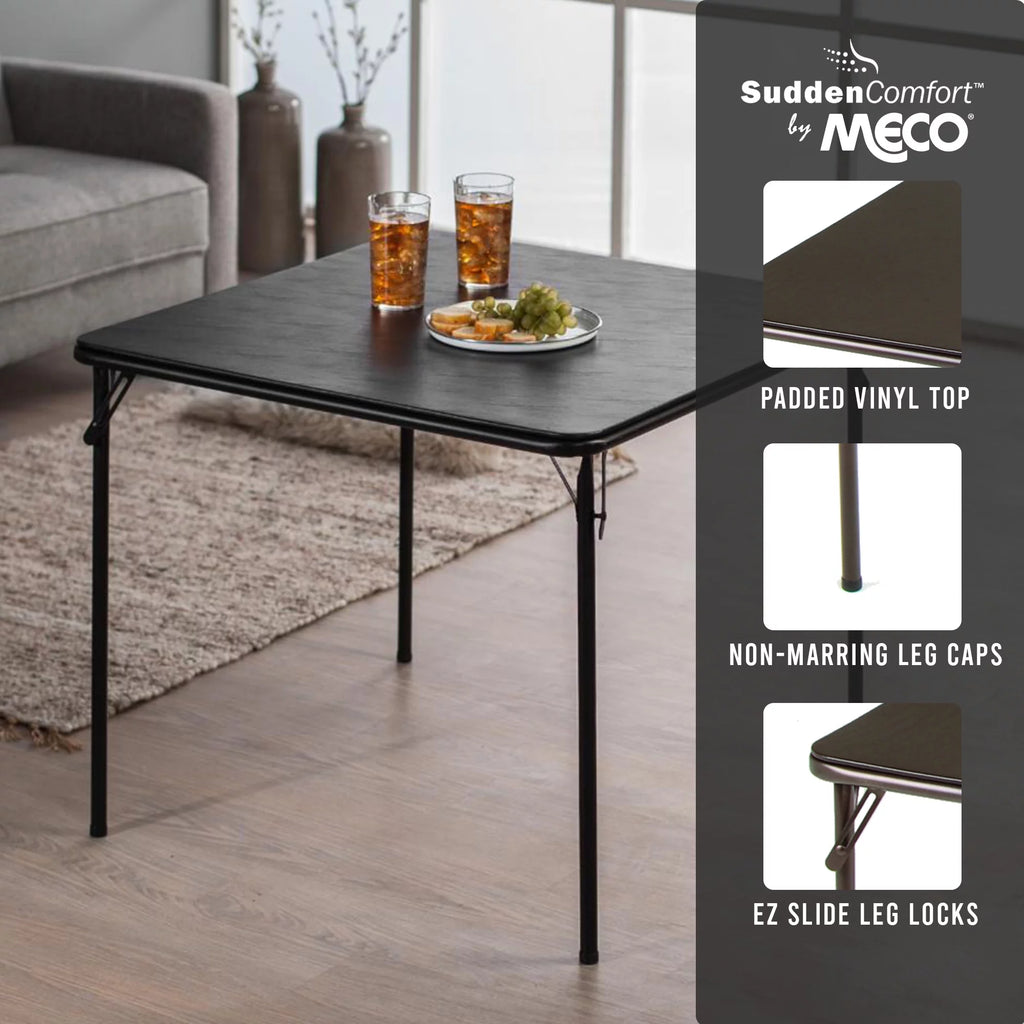 Black Square Metal Folding Dining Card Table D799613