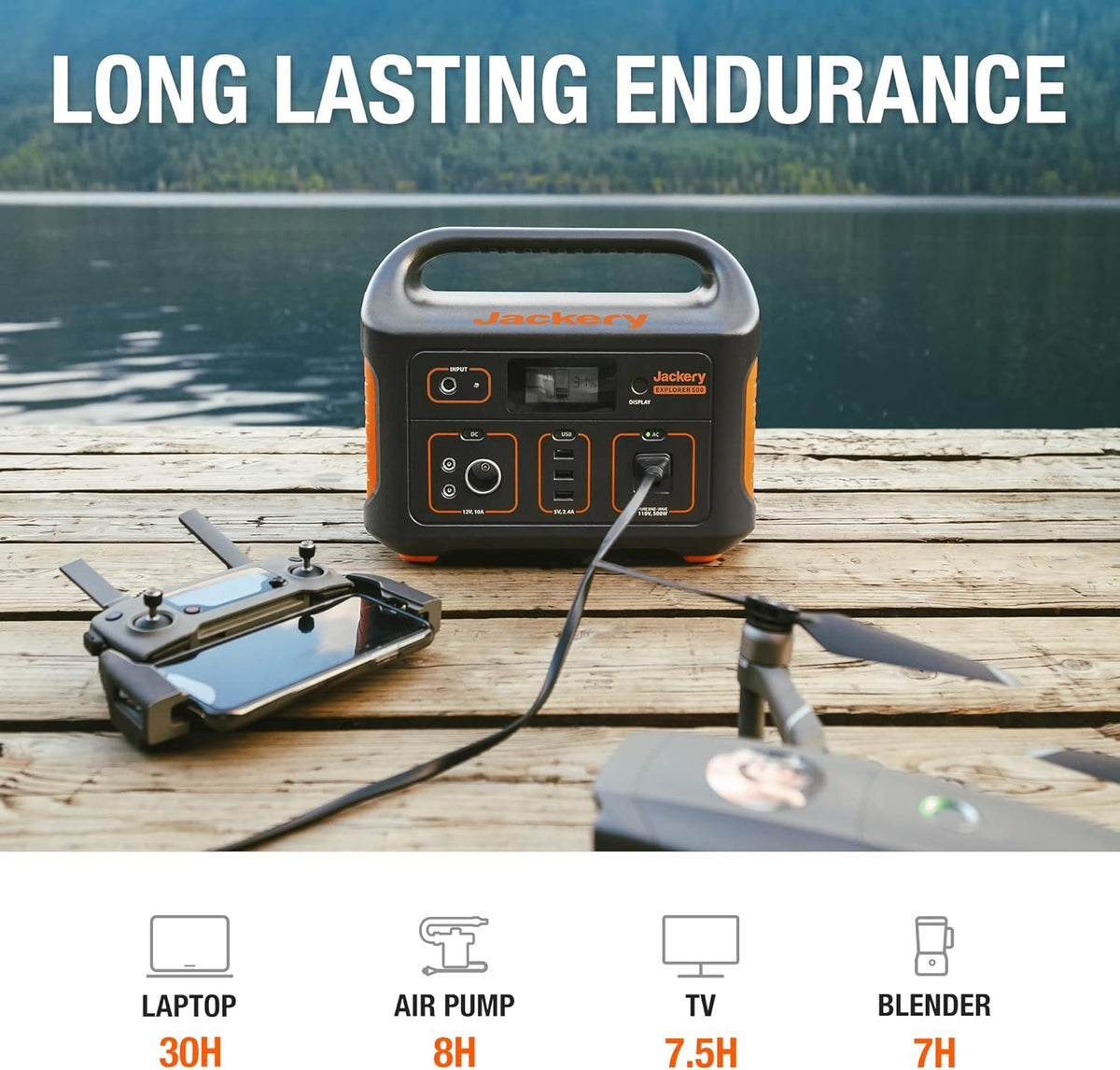 Portable Power Station 518Wh Solar Generator with 110V/500W AC Outlet K77748