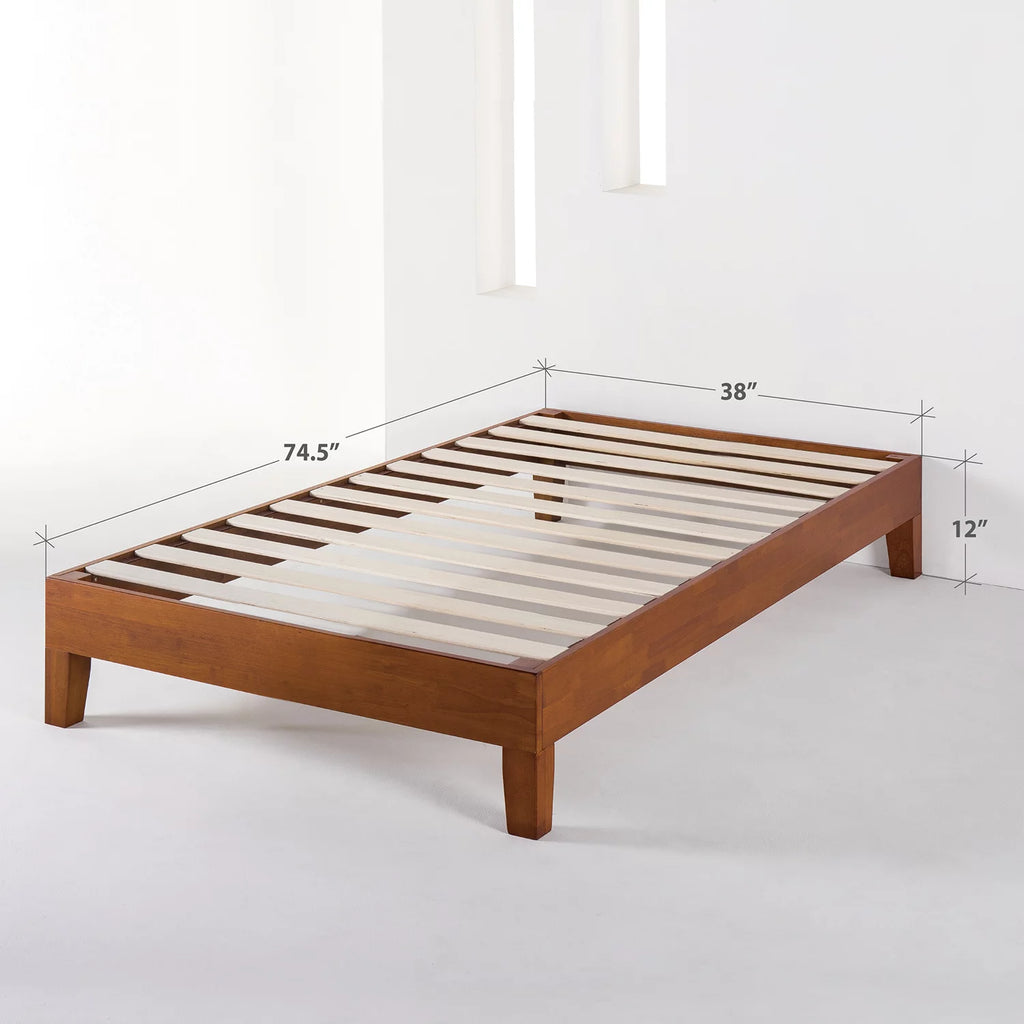 Cherry Twin Solid Wood Platform Bed with Wooden Slats J876290