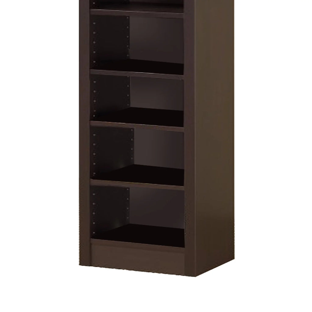 Modern MDF and Wood Bookcase with 9 Shelves in Dark Brown Y60599