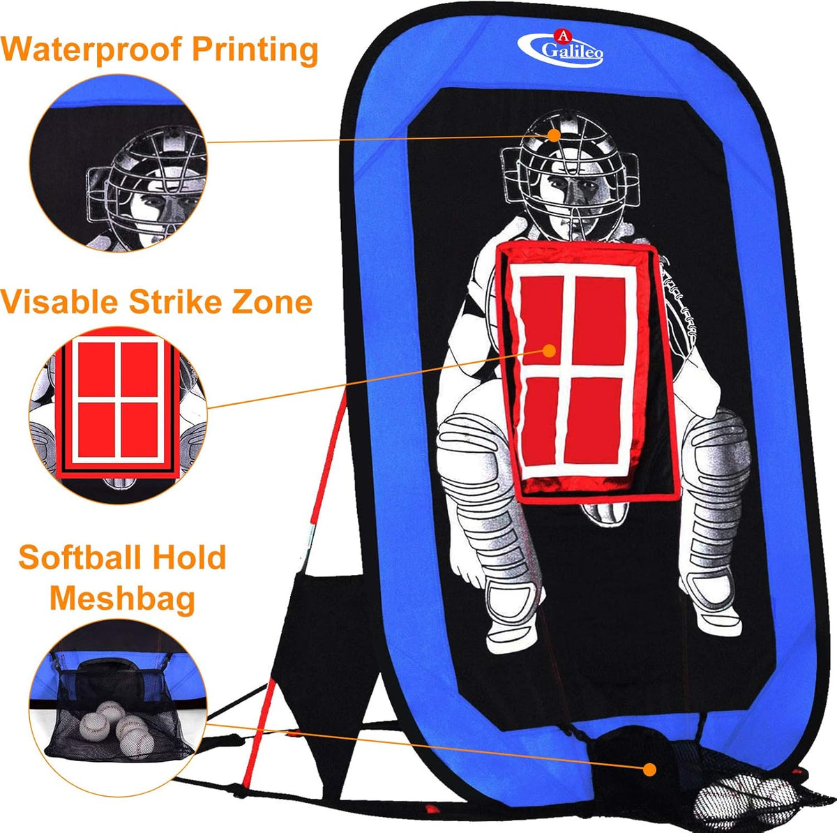 Baseball Softball Pitching Net with Strike Zone and Carry Bag T414696