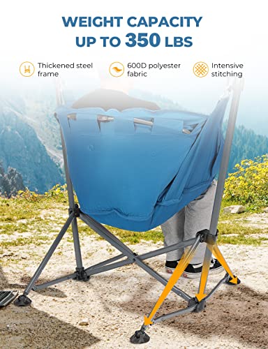Hammock Chair Padded Swinging Camping Chair with Back Support Oversized Swing Chair Lounger 600D Polyester R959