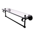 Matte Black Glass Shelf with Towel Bar A1311