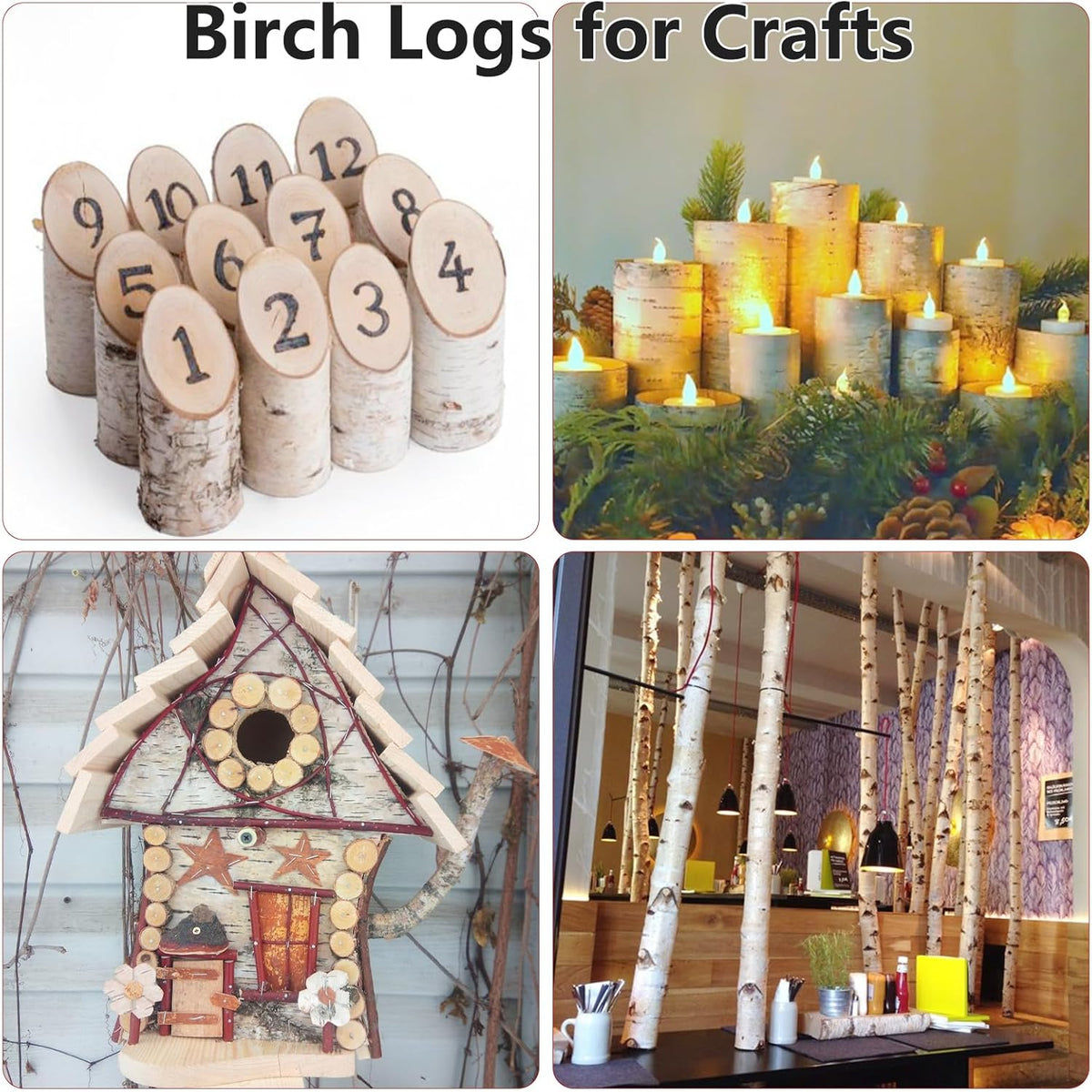 6 Pack Natural Birch Logs 2.3"-3.2" Dia. x 16.5" Length D176