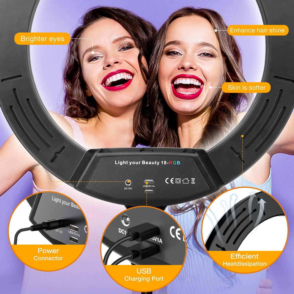 18 inch RGB Ring Light with Tripod Stand Q41357