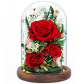 Preserved Purple Rose Flower Bouquet in Glass Dome V66025