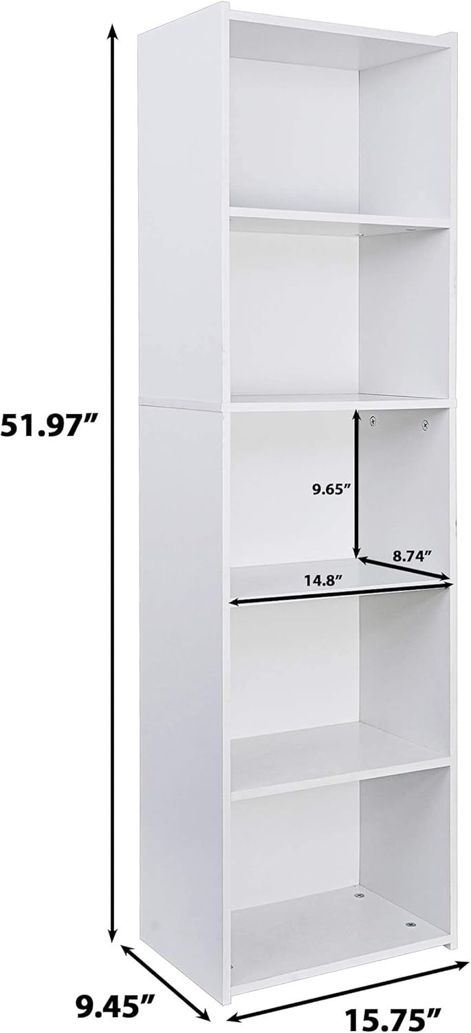 White 5-Shelf Wood Bookcase G595434