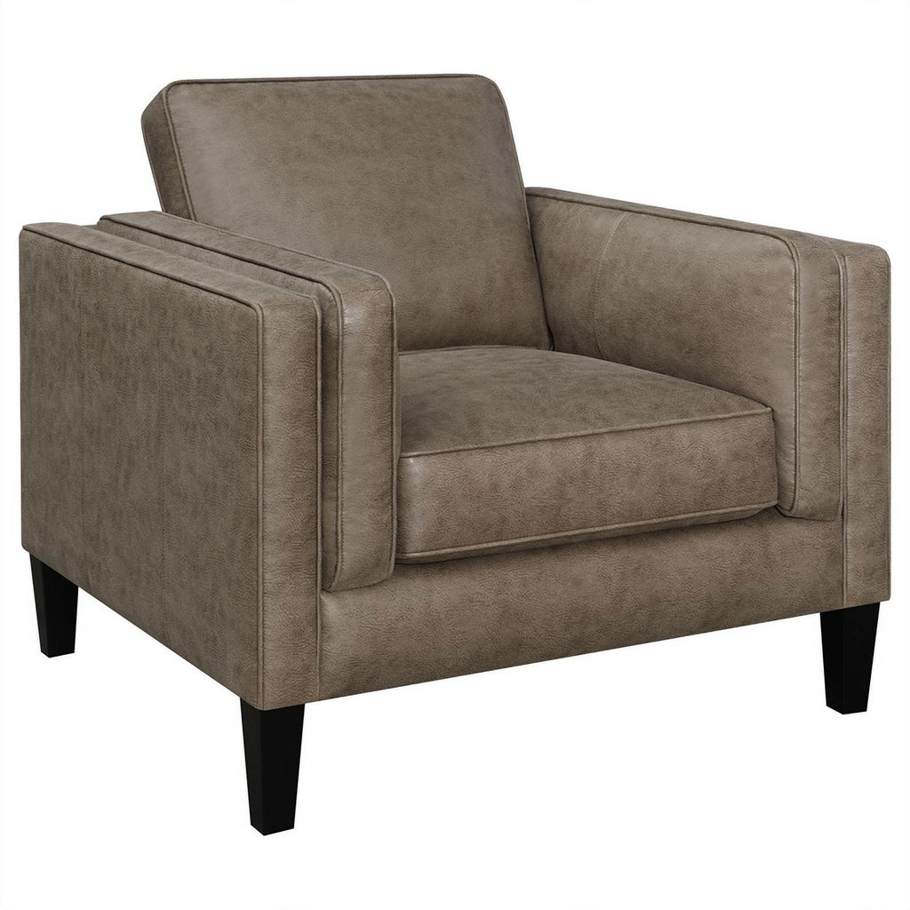 Vintage Brown Upholstered Track Arms Chair S99867