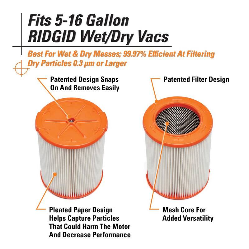 HEPA Wet/Dry Vac Replacement Cartridge Filter 4-Pack E766121