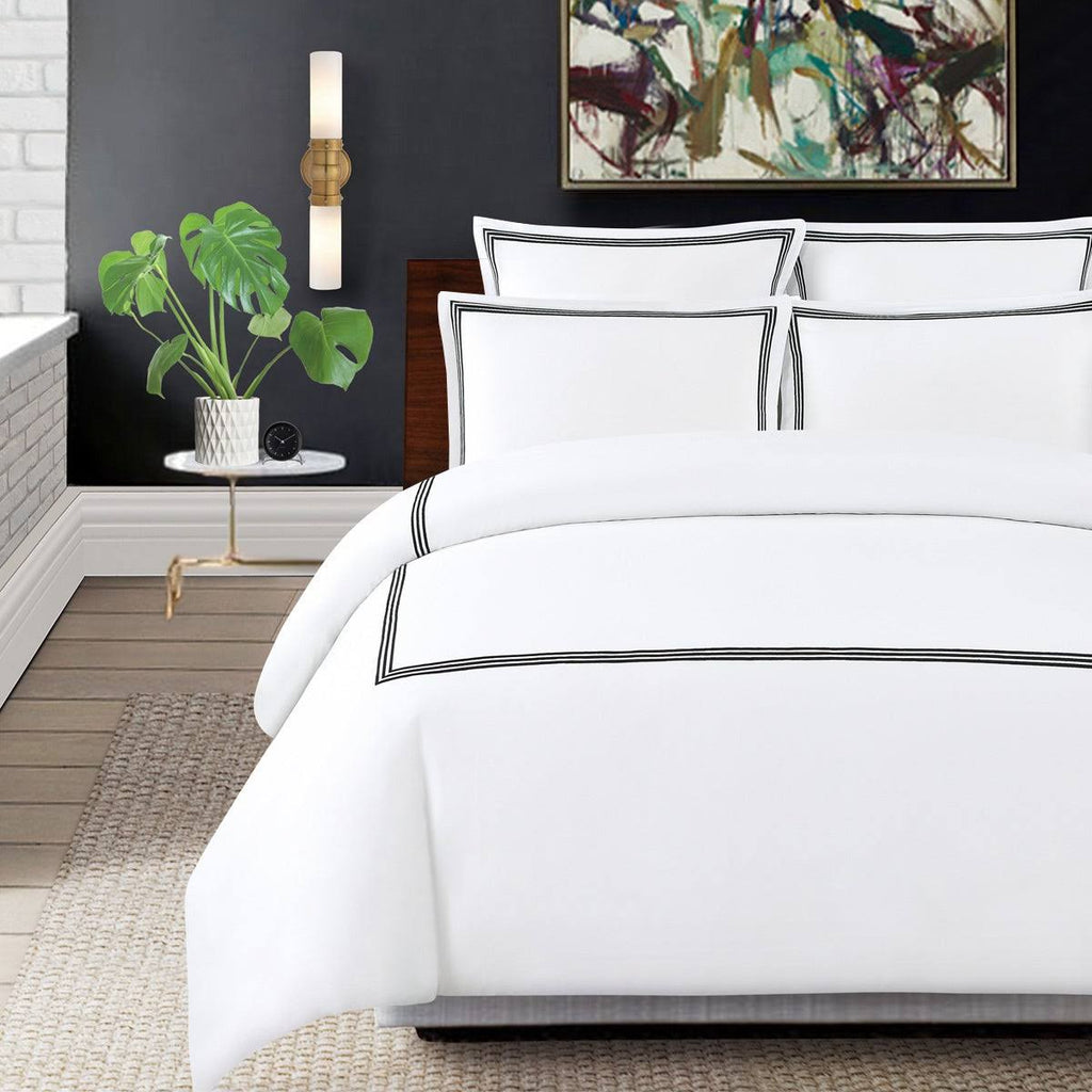 Navy Cotton Sateen 3-Piece Duvet Cover Set H38105