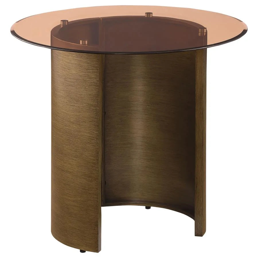 Round End Table with Tempered Glass Top U16081