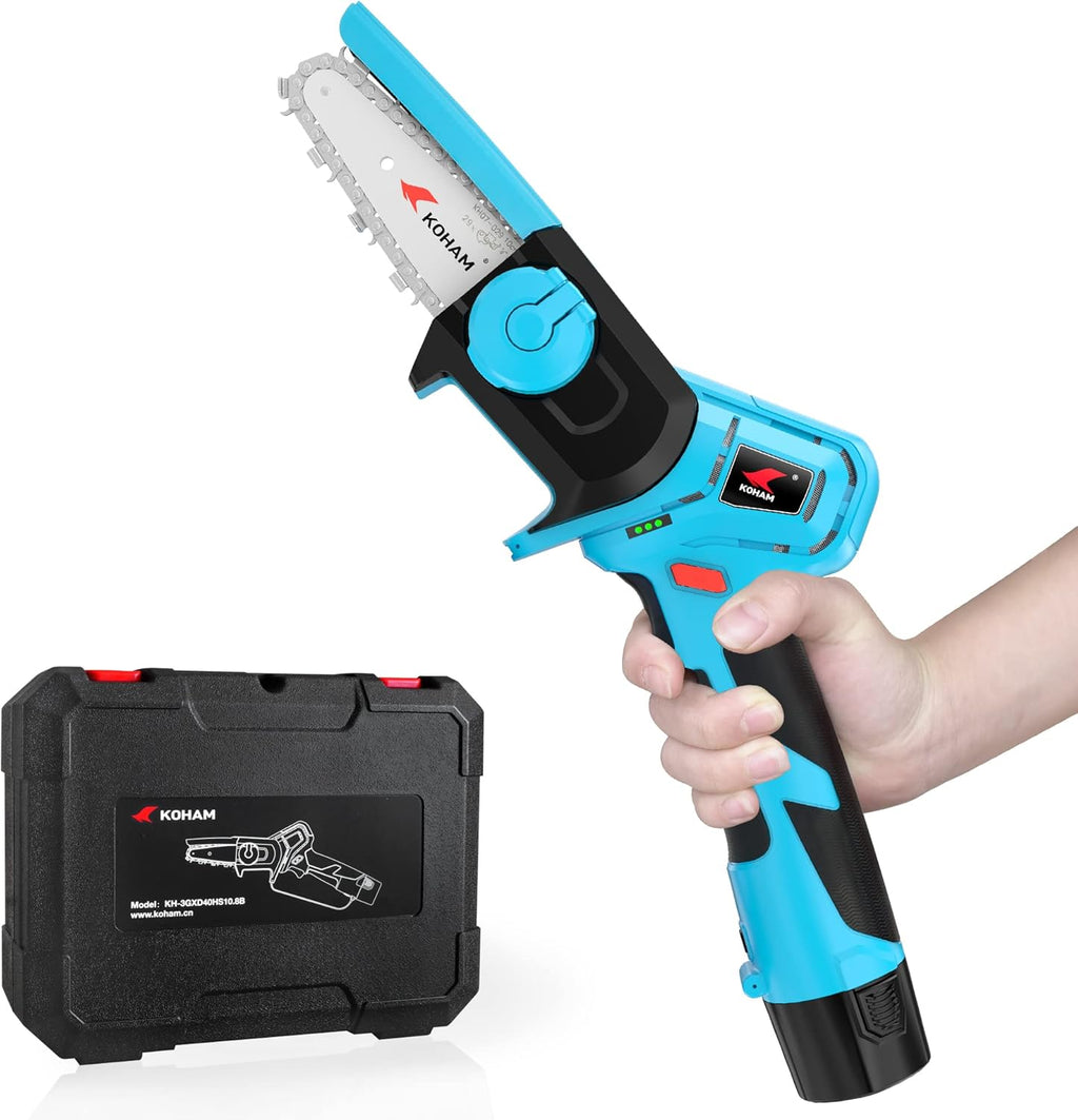 Cordless Mini Chainsaw, 4 Inch Portable Handheld Chainsaw, 10.8V 2.5AH Rechargeable Electric Chain Saw T4964