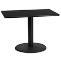 24" x 42" Rectangular Black Laminate Table Top with 24" Round Table Height Base H21150