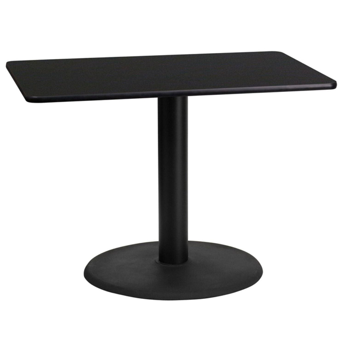 24" x 42" Rectangular Black Laminate Table Top with 24" Round Table Height Base H21150