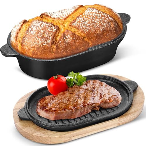 2 in 1 Pre Seasoned Cast Iron Bread Loaf Pan Set with Lid P9347