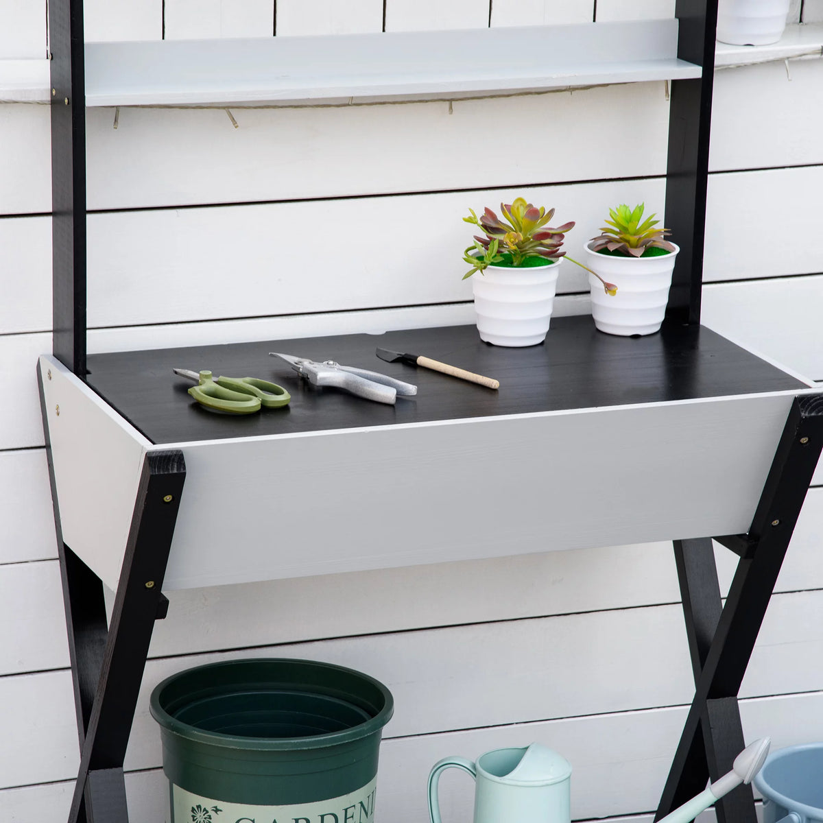Wood Potting Bench Table with Storage Box H7753