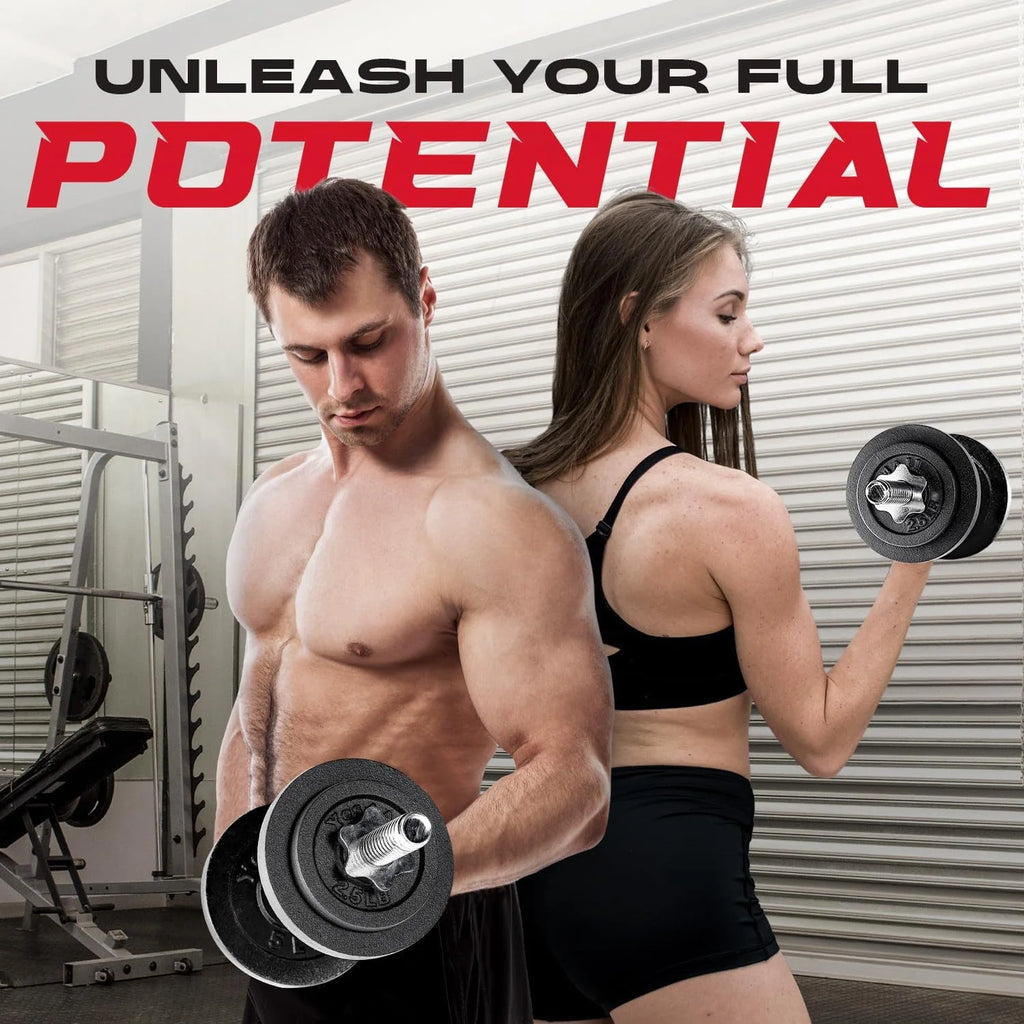 Adjustable 50 lbs Cast Iron Dumbbell Set D3581