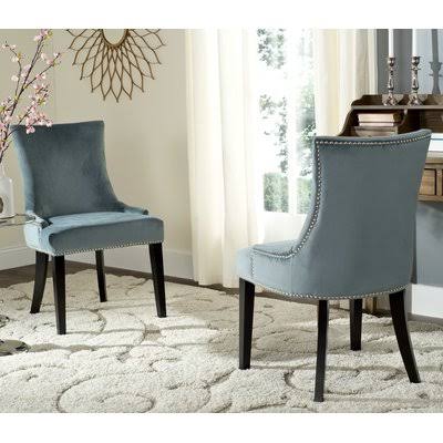 Velvet Steel Blue Upholstered Dining Chair W265379