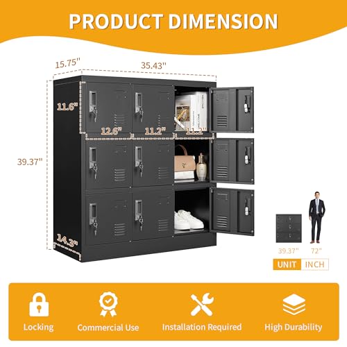 6 Door Black Metal Storage Locker P6254