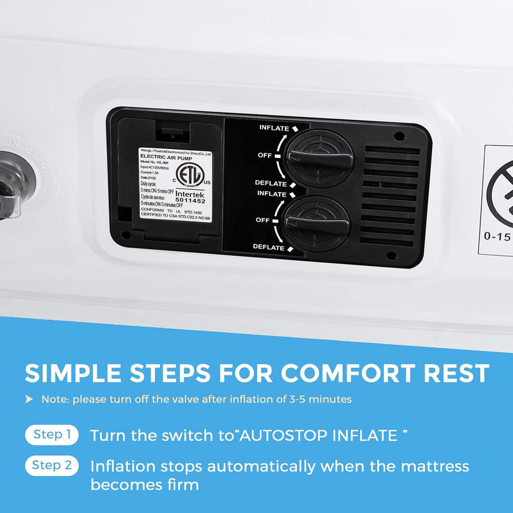 Queen Air Mattress with Built-in Pump, 80x60x18, Pack of 2 M5493