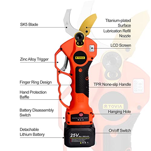 Cordless Electric Pruner Kit, 1.6 Inch Pruning Shears, 5 Inch Handheld Electric Chain Saw with 75 Inch Foldable Extension Pole, 2 Pack 25V Lithium Batteries, SK5 Blades R3276