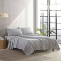 Grey Striped Percale Twin Sheet Set C9770