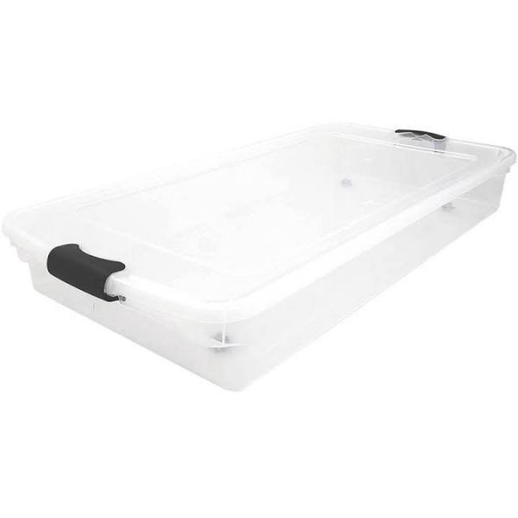 60 qt Latching Plastic Storage Container Clear Grey Set of 2 Y185