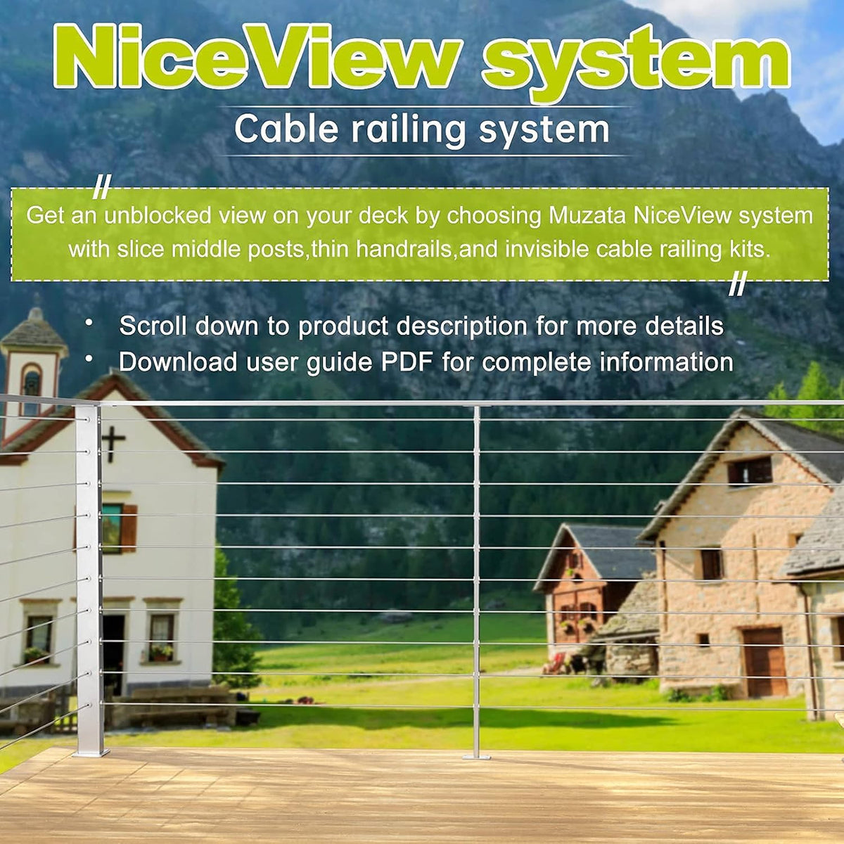 Stainless Steel Brushed Cable Railing Post J7623