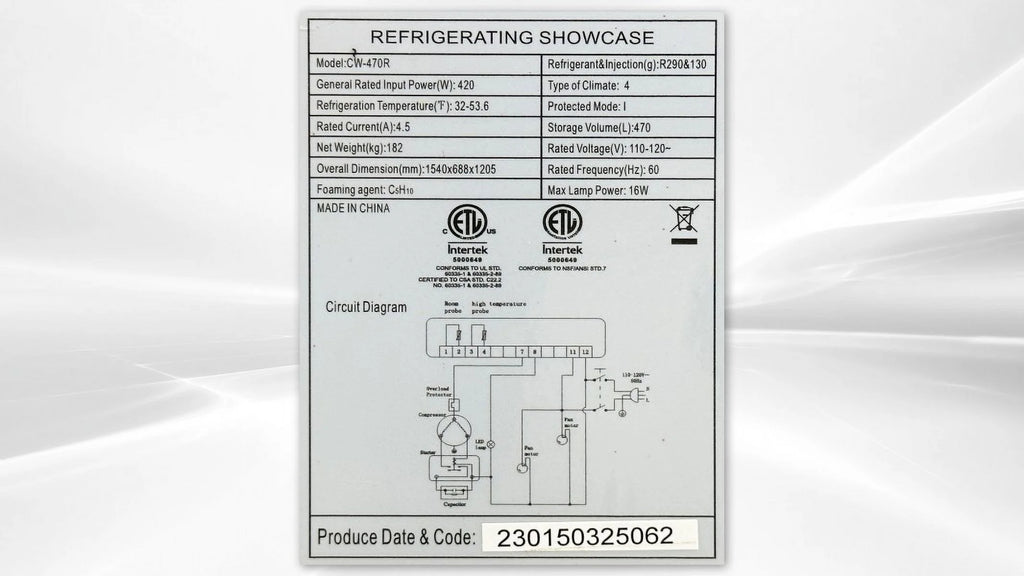60 in. Double Tempered Glass Bakery Refrigerator Case 17.7 Cu. ft. I350408