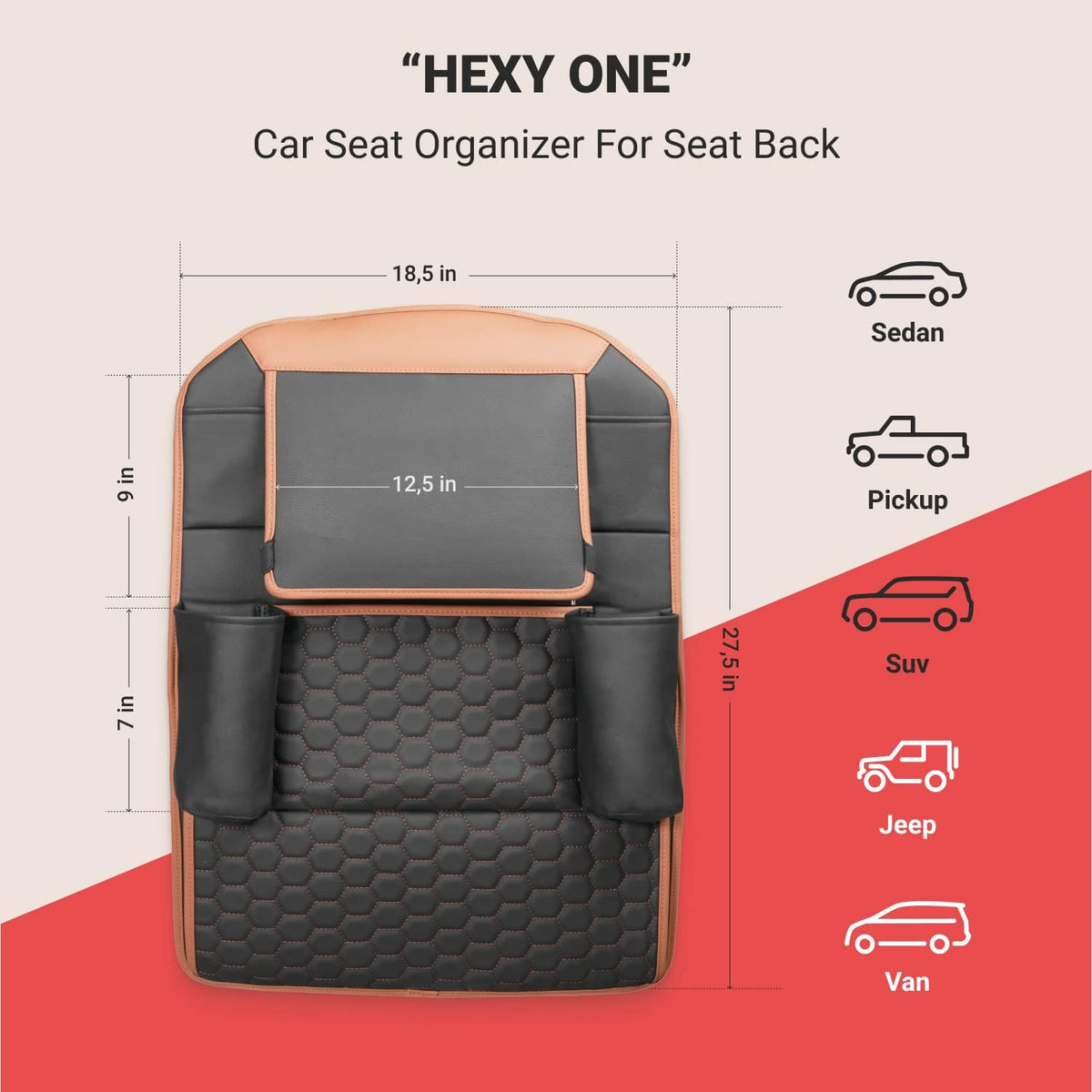 Black Navy Blue Car Seat Organizer B665