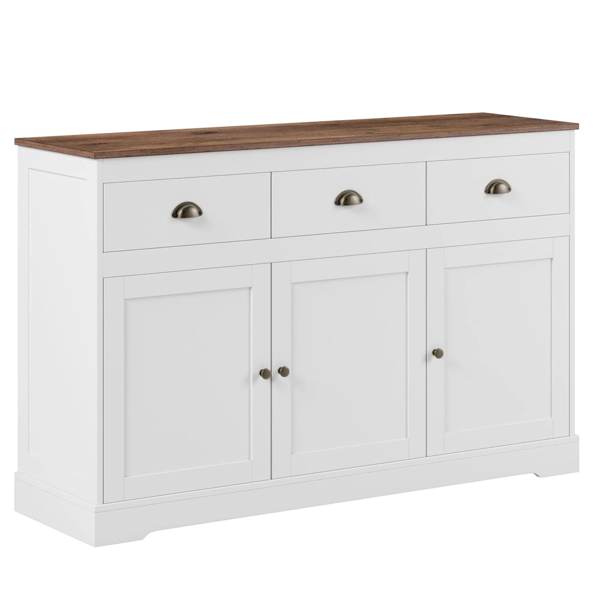 White 3 Drawer 3 Door Sideboard Storage Cabinet B305513