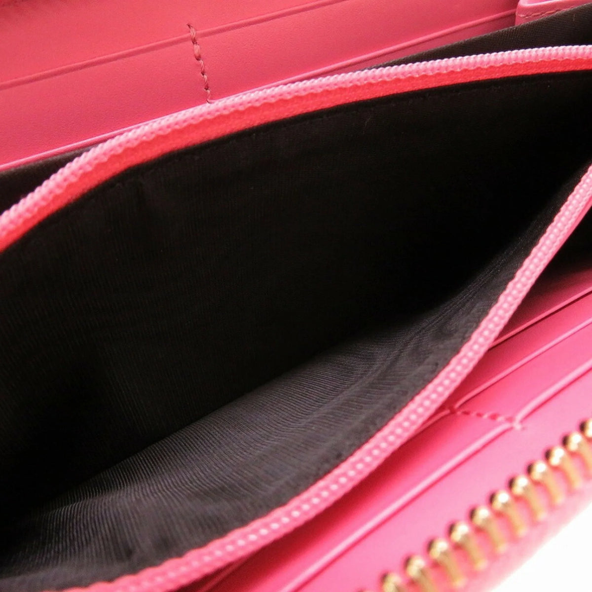 Pre-Owned Pink Leather Round Wallet Purse Z54594