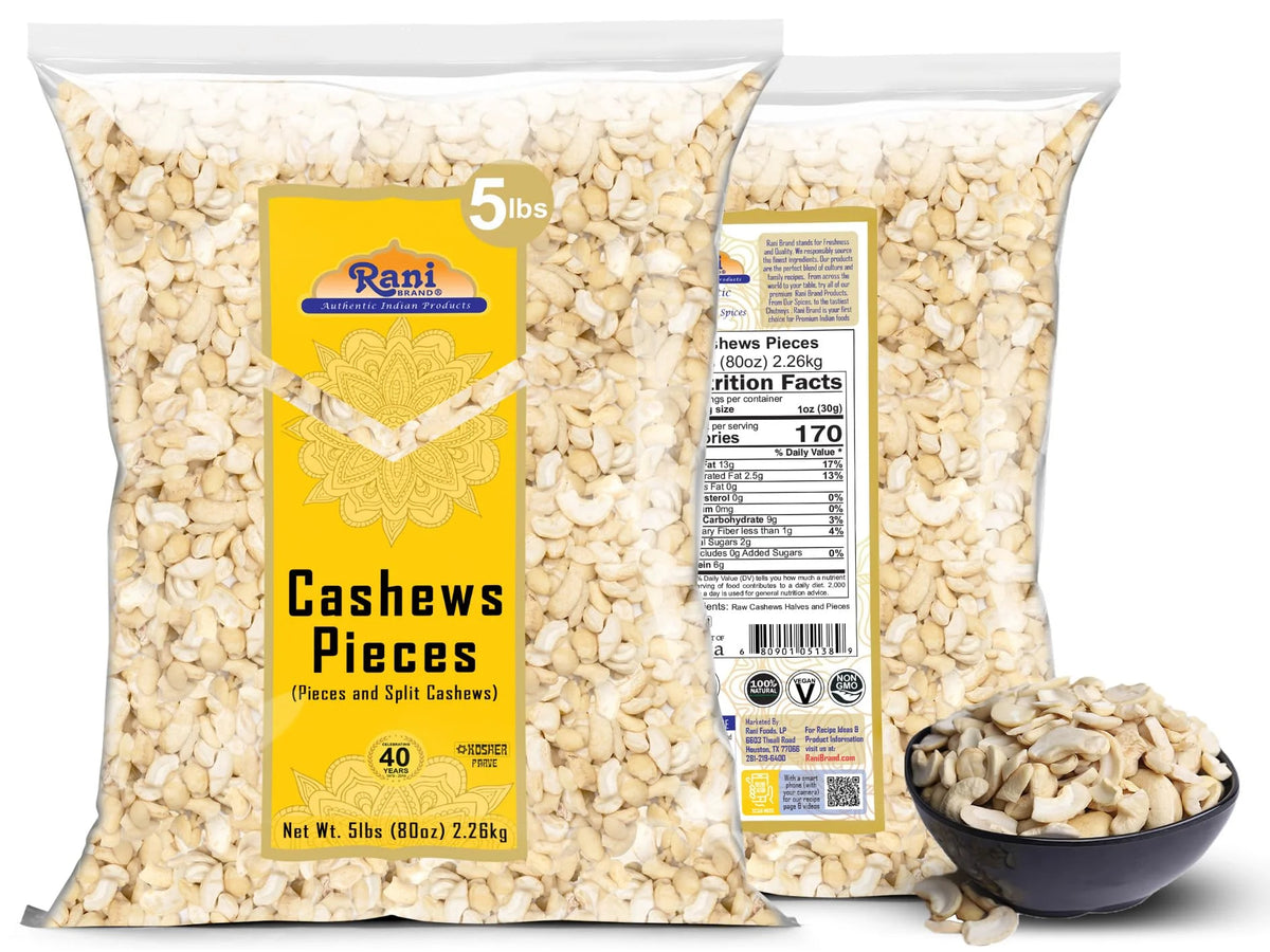 Raw Cashews Halves and Pieces 80oz Unsalted S70173