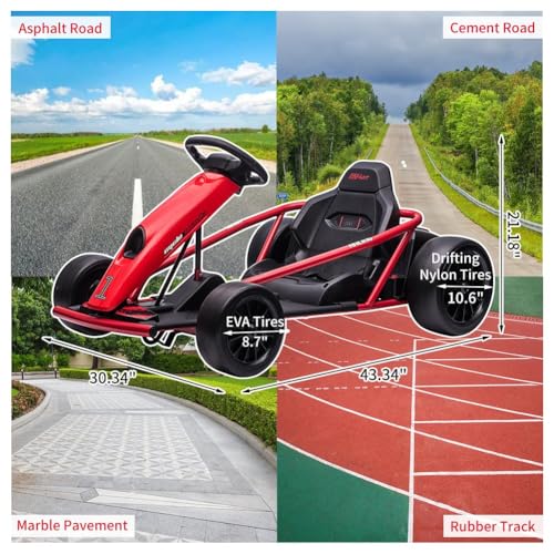 24V 9Ah Battery 300W*2 Motors 8MPH Drifting Go Kart White M7151