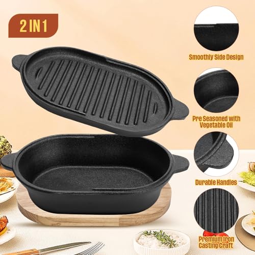 2 in 1 Pre Seasoned Cast Iron Bread Loaf Pan Set with Lid P9347